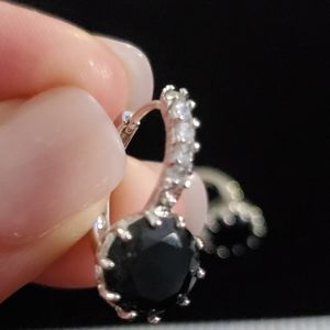 Silver Black Earrings